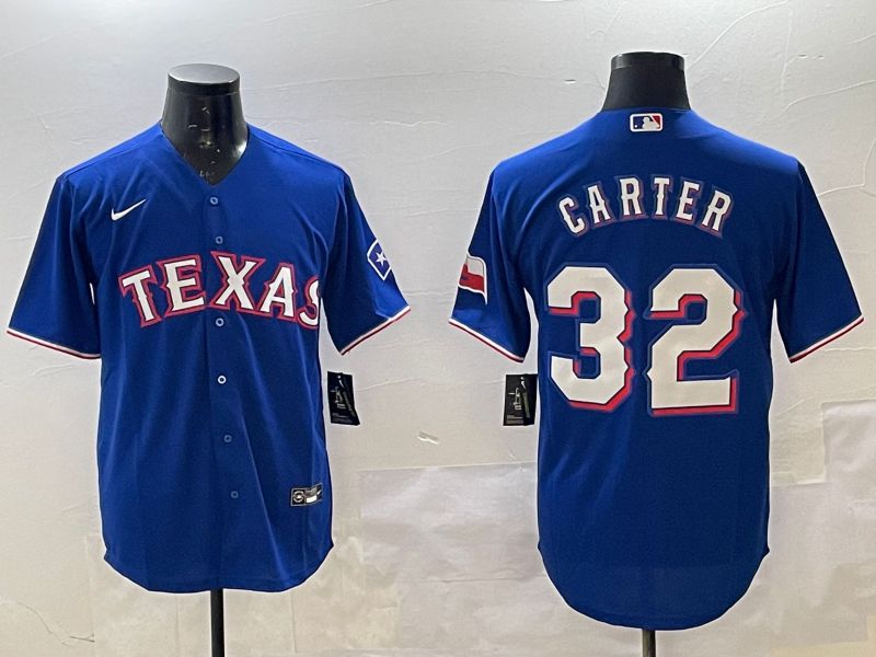 Men Texas Rangers 32 Carter Blue Game 2025 Nike MLB Jersey style 3